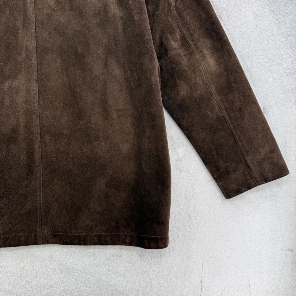 Vintage Banana Republic Mens Chocolate Brown Suede Leather Heavy Jacket Large